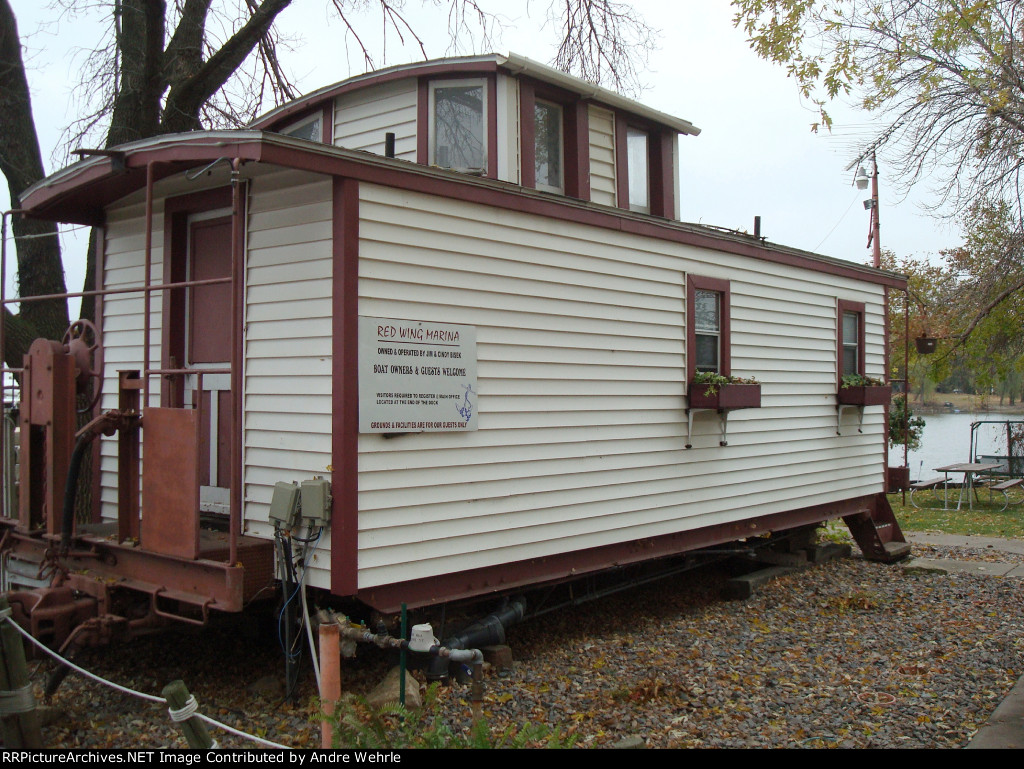 Ex-DMIR caboose converted to an office or cabin for Red Wing Marina